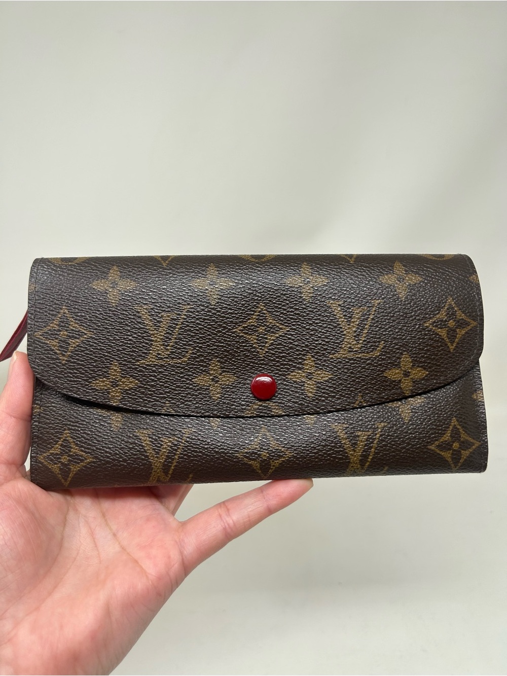 Louis Vuitton Monogram Emilie Wallet Cerise Deep Red Authenticated